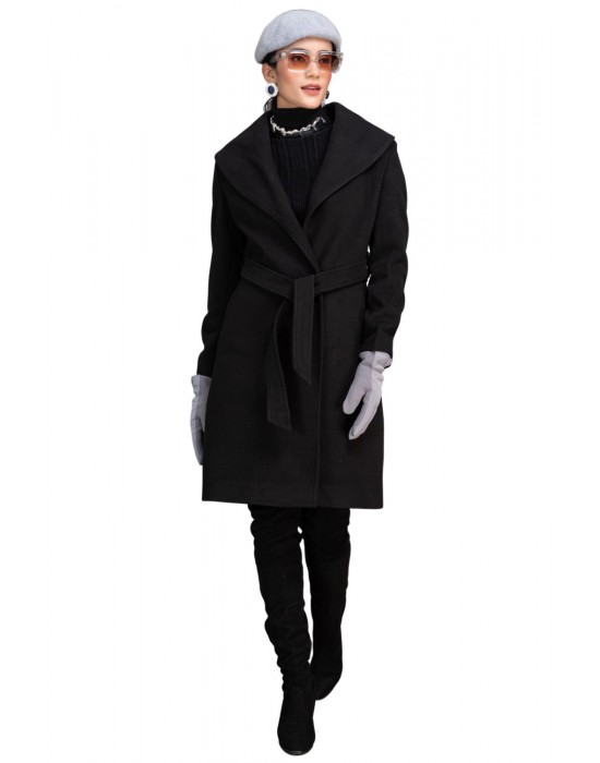 Women Coat Vanta black with belt